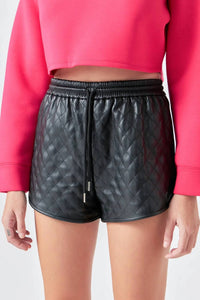 Grey Lab - Faux Leather Diamond Stitch Shorts