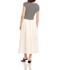 Fifteen Twenty Contrast Hem Sylvie Dress in black stripe - women's dress - alternate view
