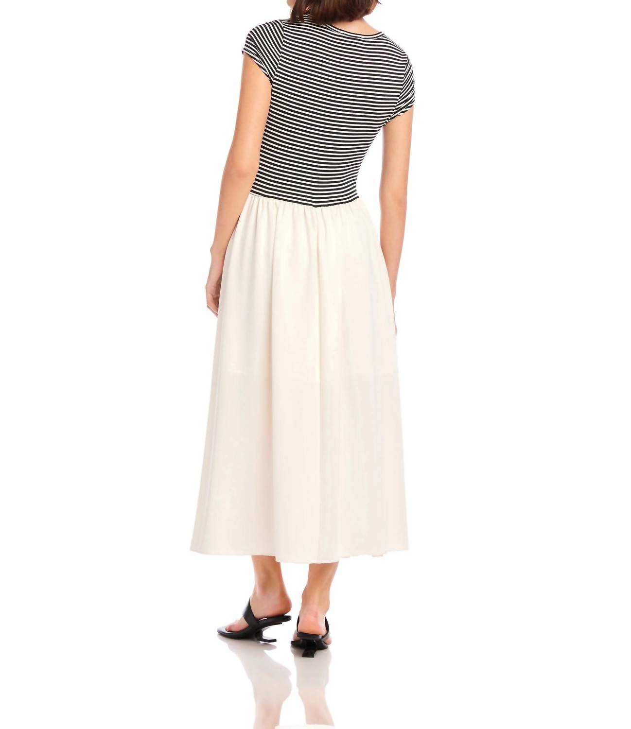 Fifteen Twenty Contrast Hem Sylvie Dress in black stripe - women's dress - alternate view