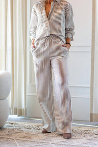 House of Dagmar Relaxed Straight Trousers in cream white - women's pants - detail view
