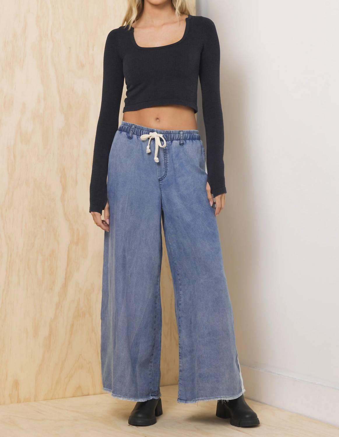 Vintage Havana - Everly Tencel Wide Leg Pant With Contrast
