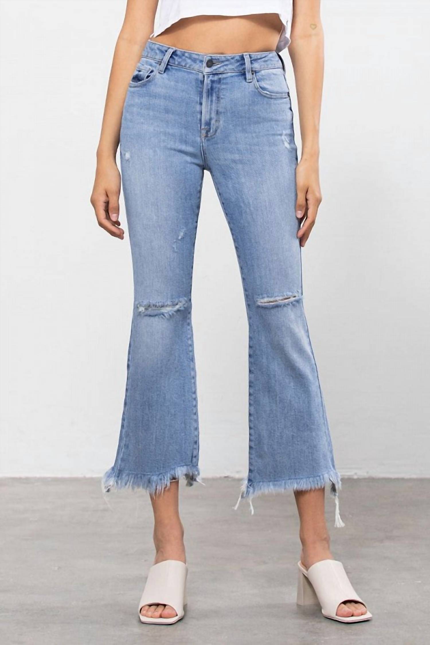 Hidden - High Rise Super Fray Crop Flare Jean