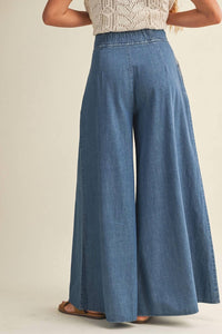 Mustard Seed - Pintuck Wide Leg Denim Pants