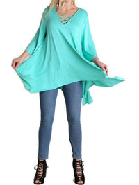 Umgee - Crossed Bell Sleeve Asymmetrical Tunic