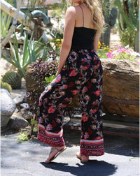 Angie - Floral Border Print Pants