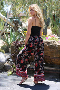 Angie - Floral Border Print Pants