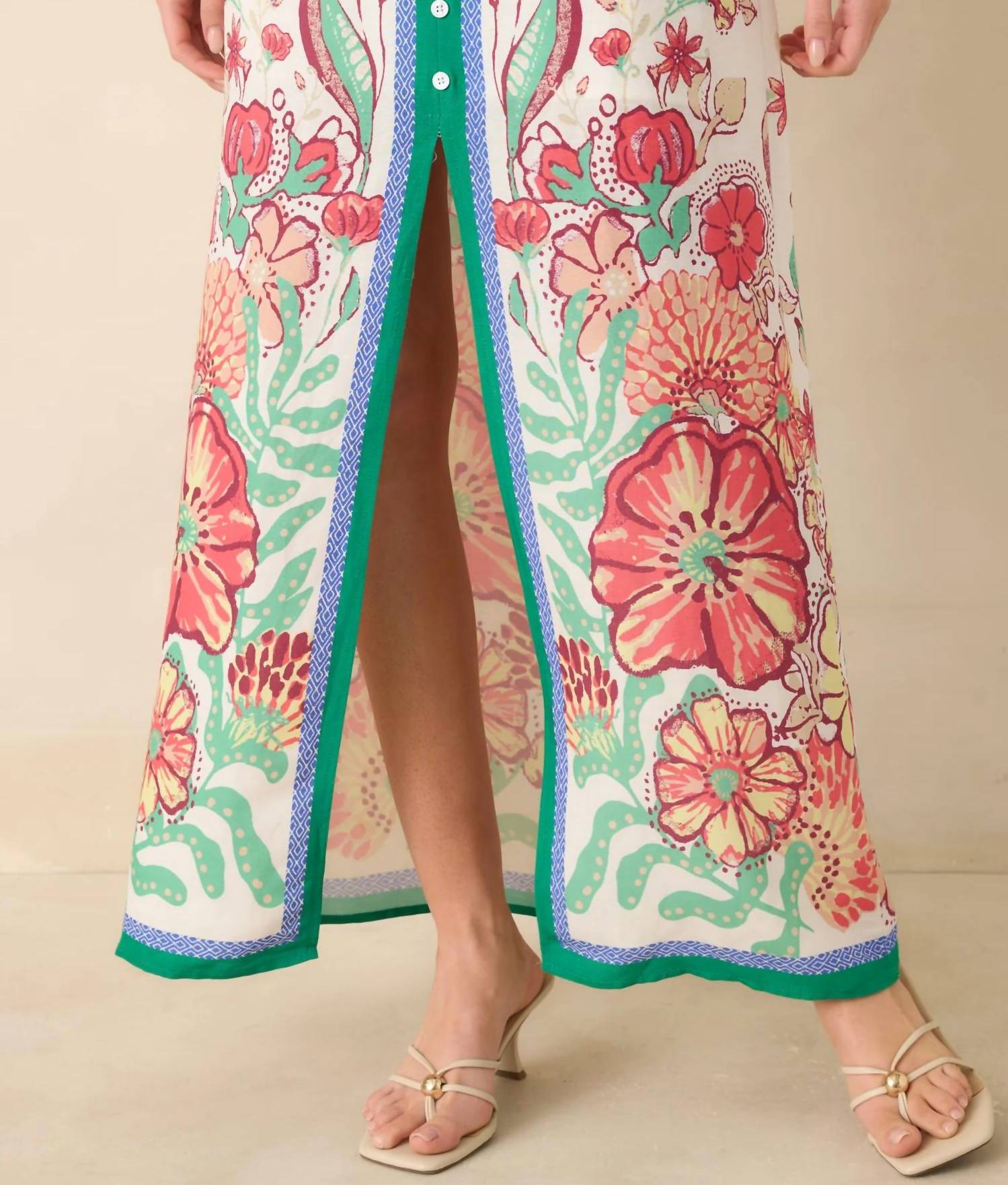 Skies Are Blue - Garden Party Border Maxi Dress