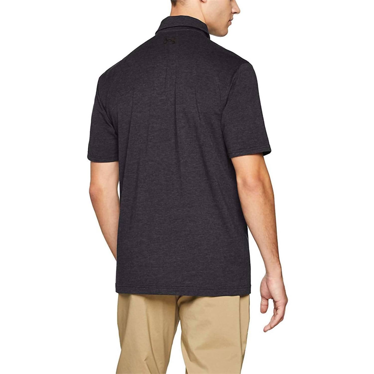 UNDER ARMOUR Charged Cotton Scramble Golf Polo Shirt Top in black - men's shirt - detail view