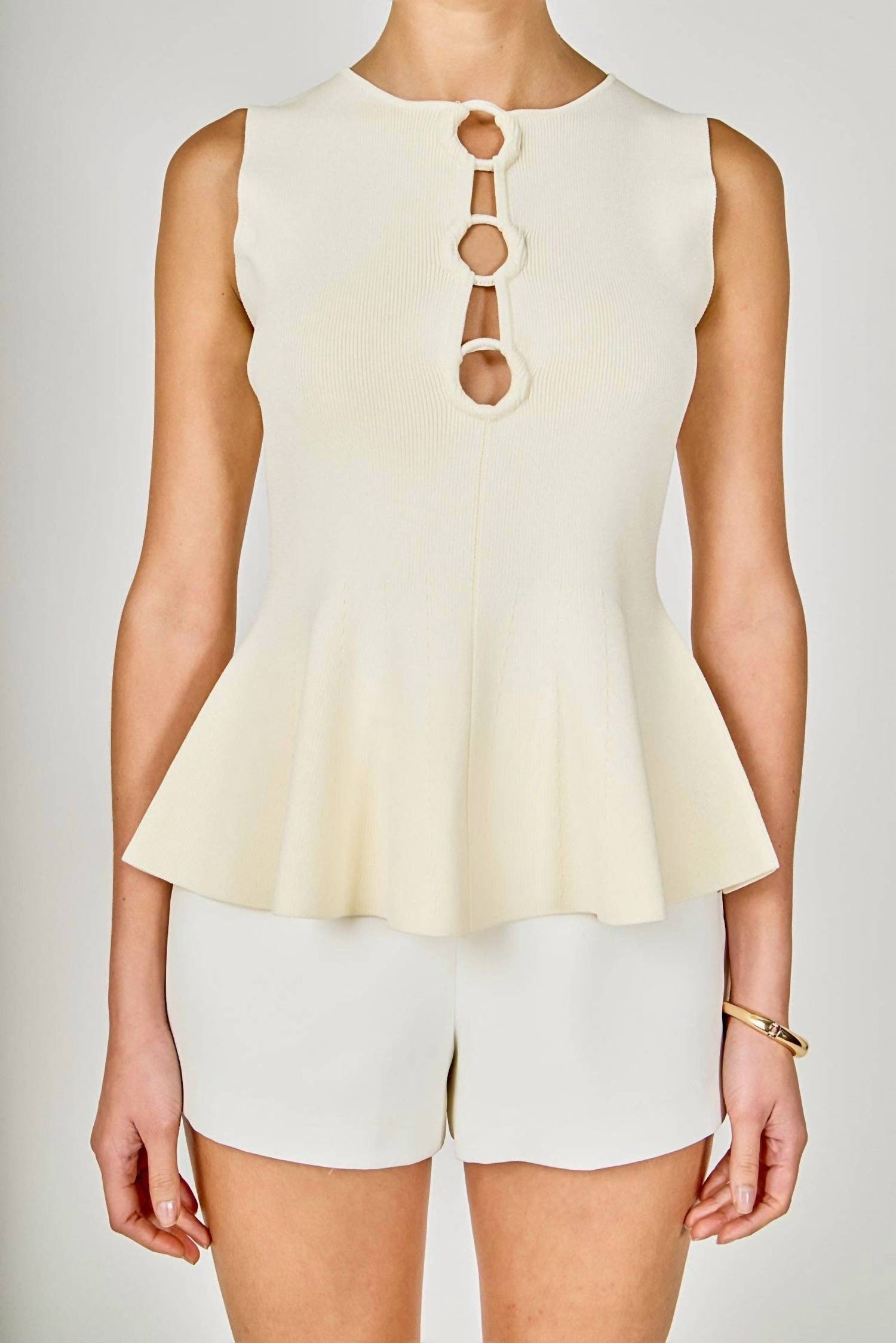 Endless Rose - Ring Detailed Flare Knit Top