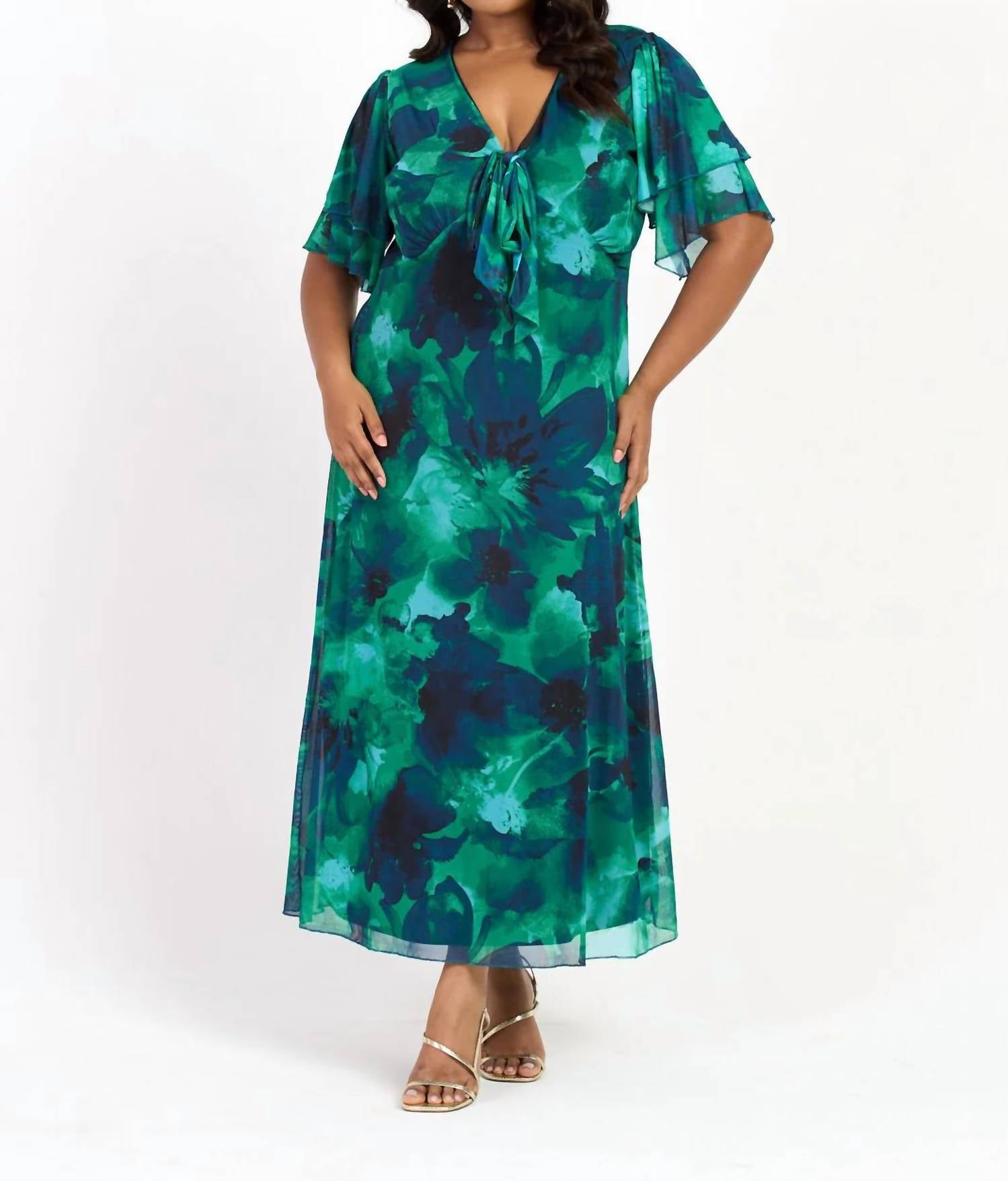 Fashion Szn Curve - Flutter Sleeve Dress - Plus