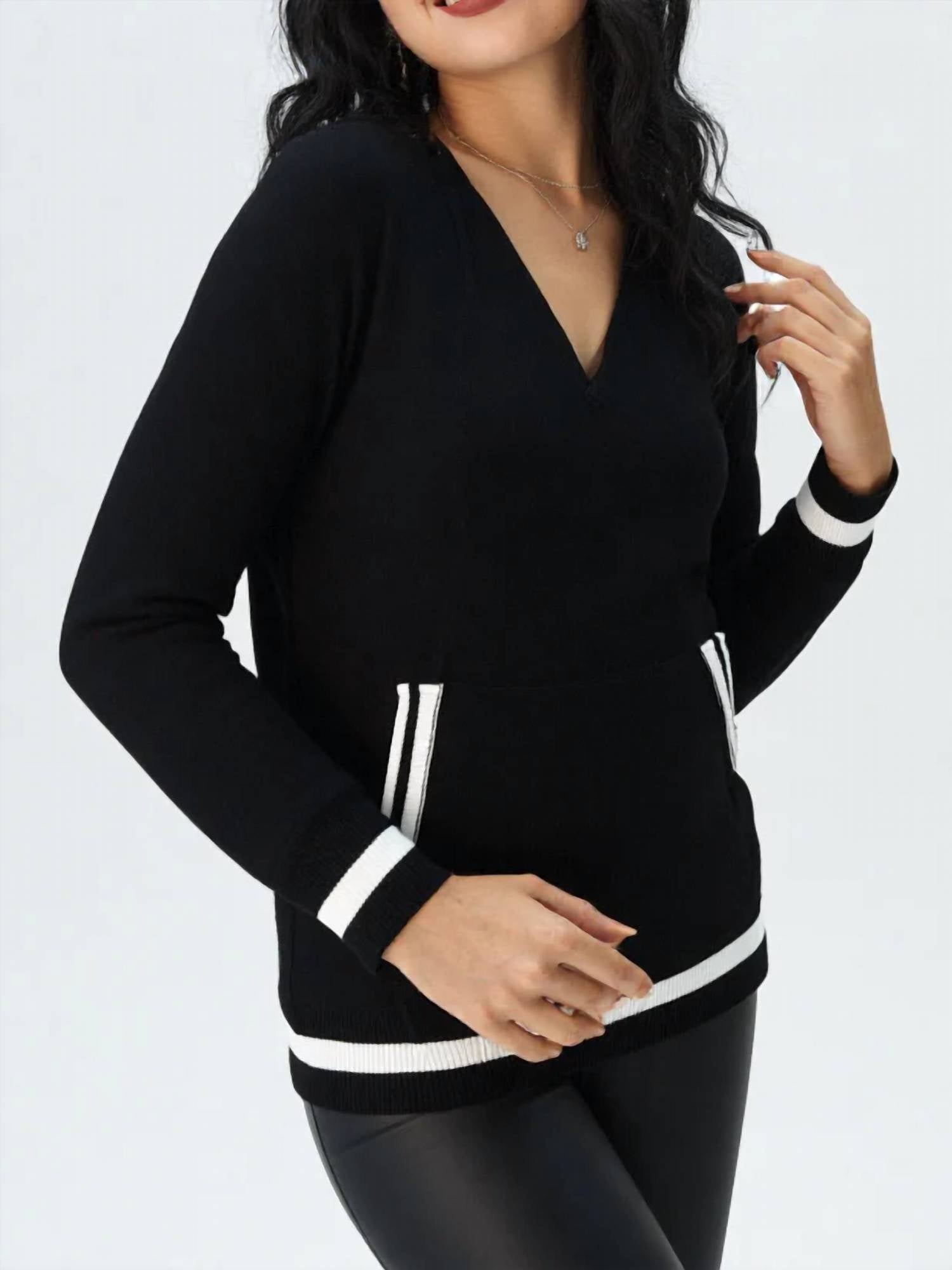 Red Haute - Long Sleeve Stripe Hoodie