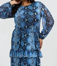 Fashion Szn Curve - Ruffle Snake Print Maxi Dress