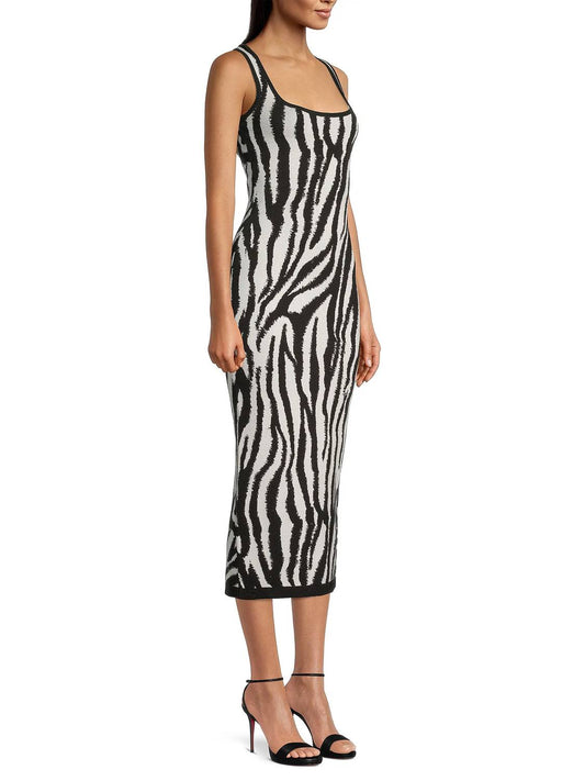 Toccin - Kendall Zebra Bodycon Square Neck Dress