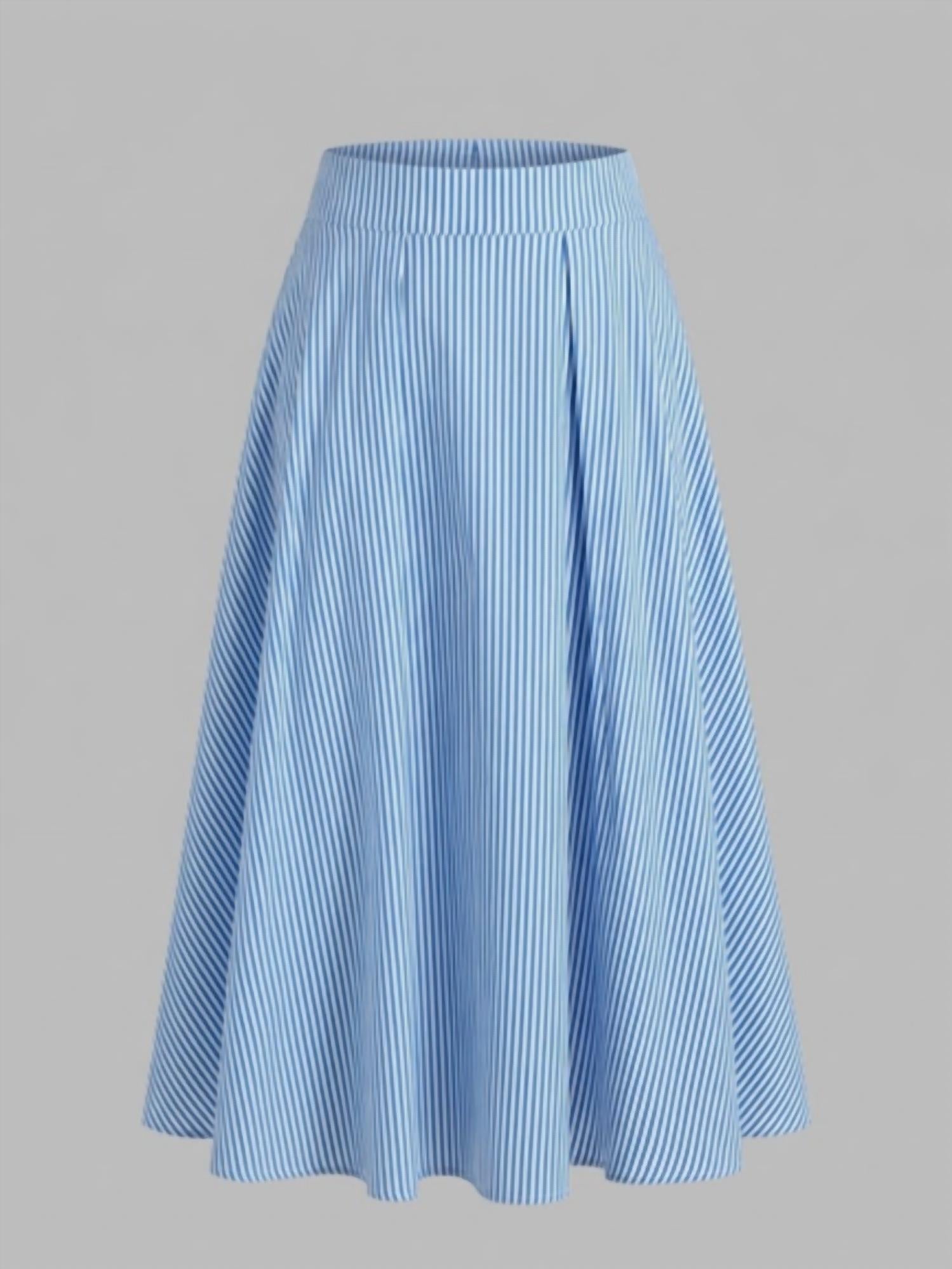 Pinch - Women's Striped A-line Midi Skirt