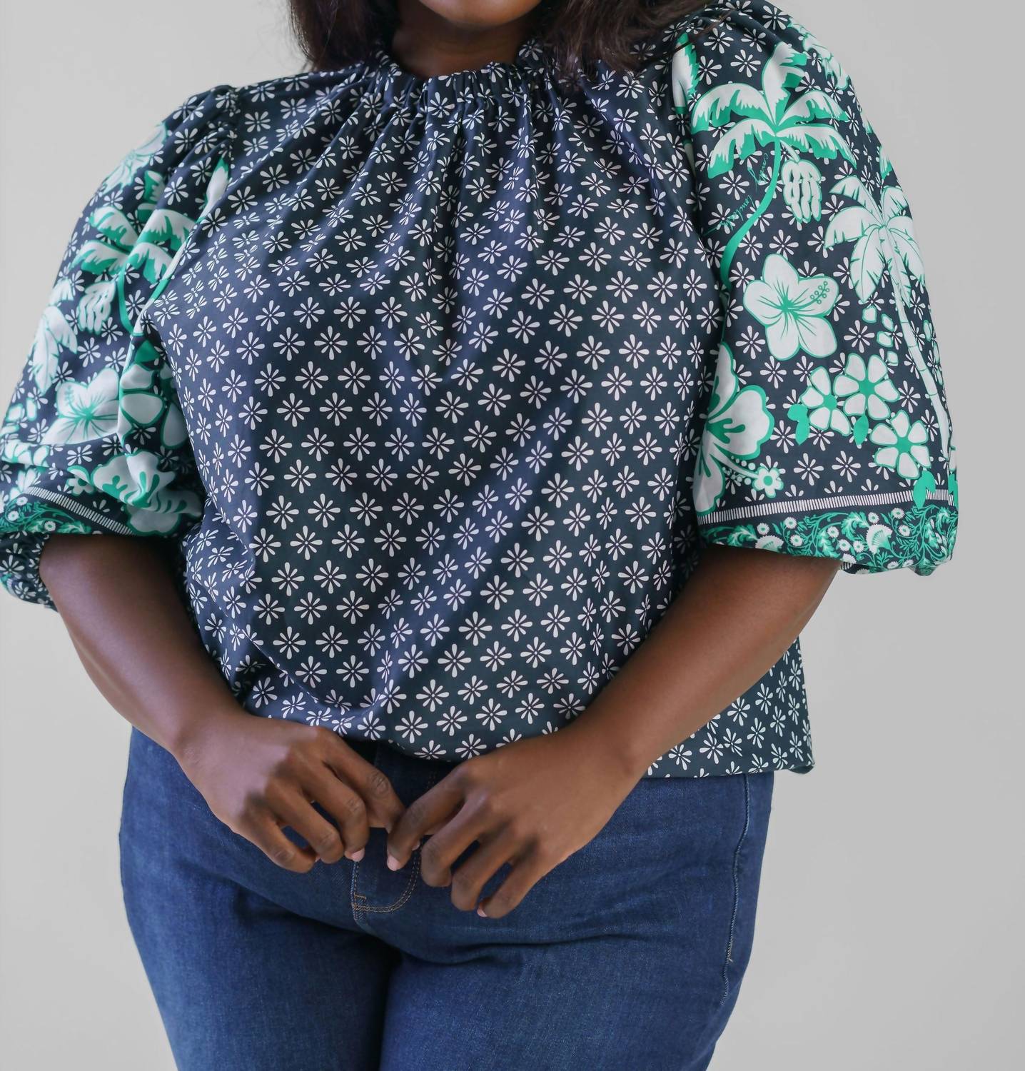Emily Lovelock - Lilly Crew Neck 3/4 Sleeve Blouse - Plus