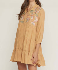Entro - Floral Embroidered Tiered Dress