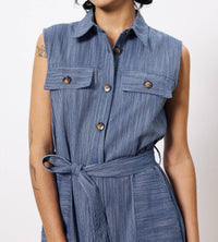 Frnch - Scarlet Stripe Button Collared Maxi Dress