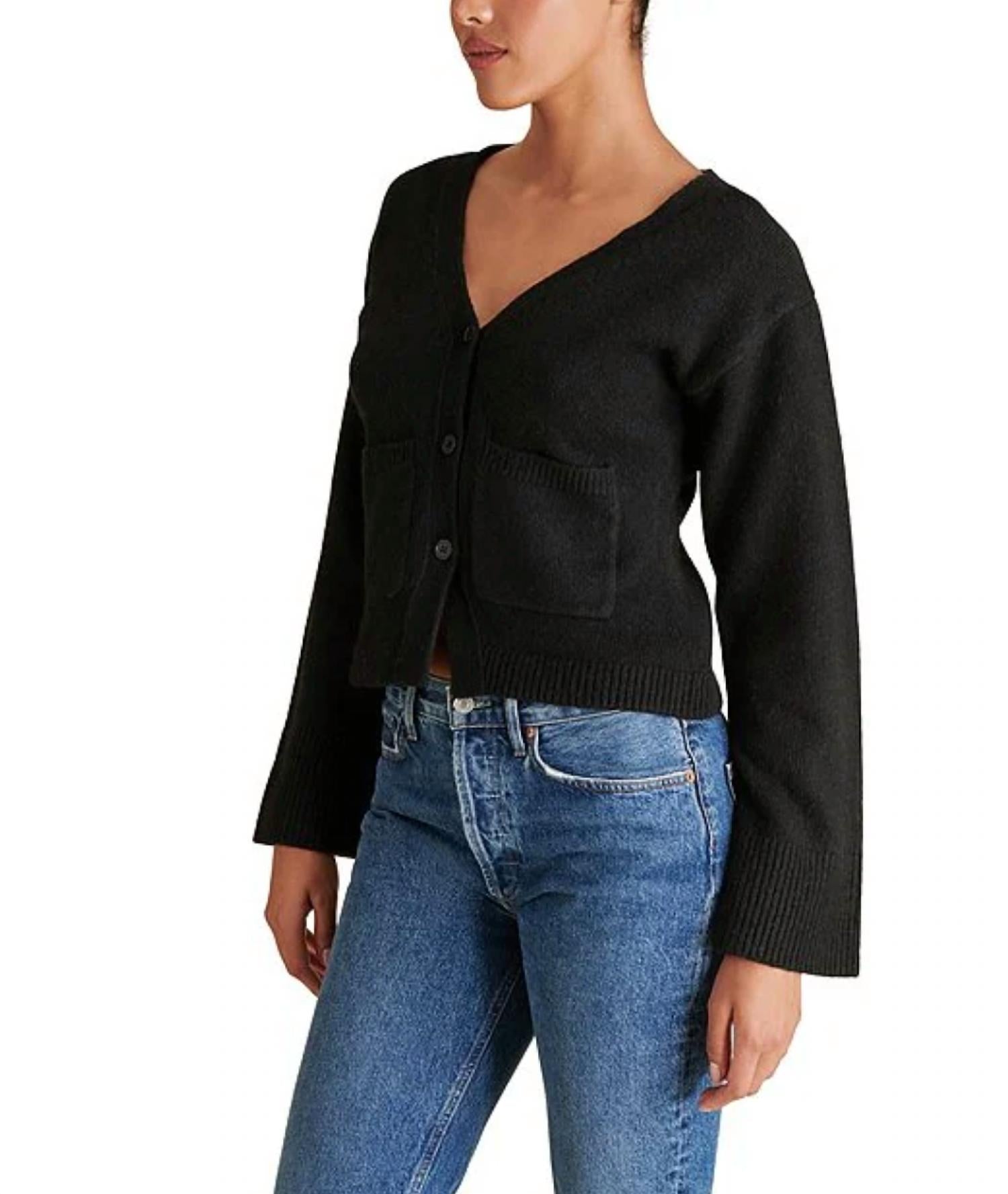 STEVE MADDEN Odelia Cardigan in black - women's cardigan - detail view