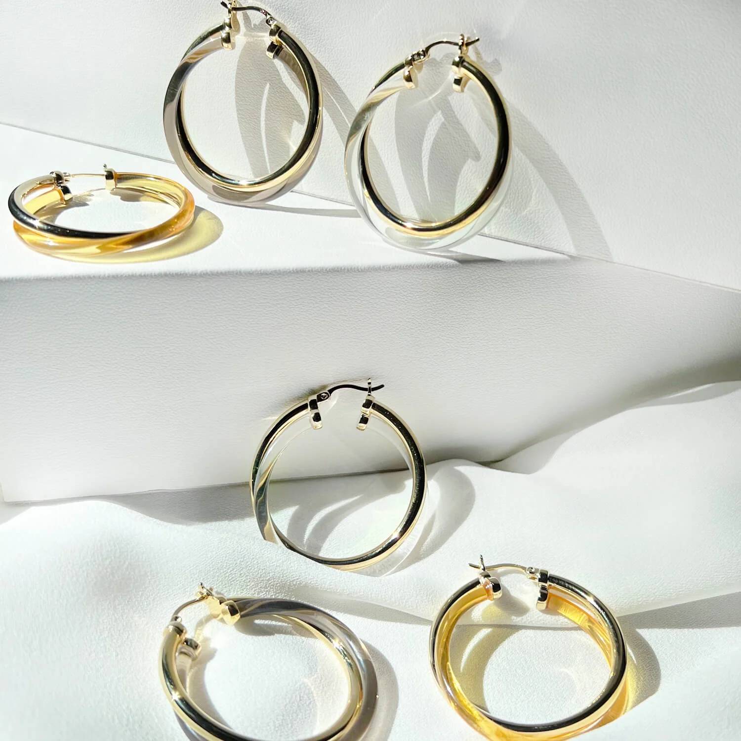Gold & Honey - Women's Crossover Lucite Hoop Earrings
