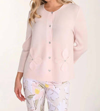 Frank Lyman - Faylie Floral Appliqué Hip-length Cardigan