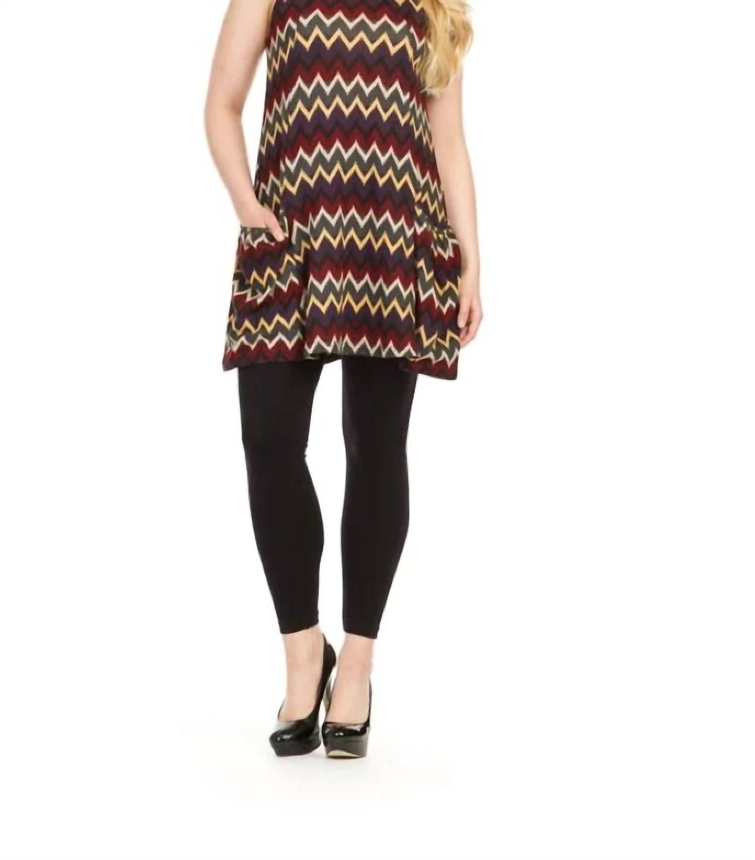 Papillon - Chevron Swing Sweater Dress With Pockets