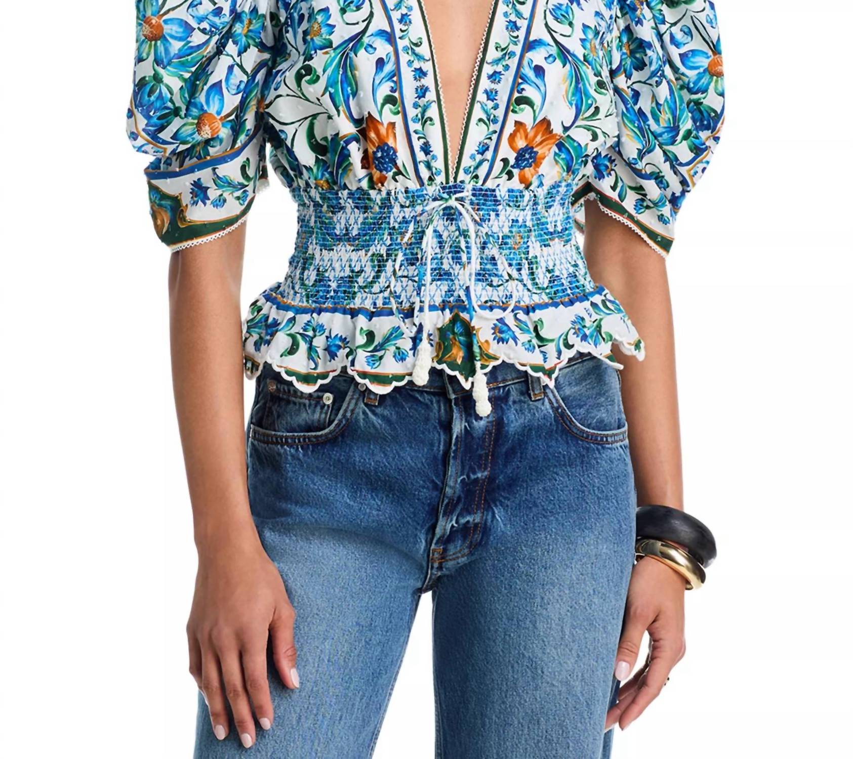Farm Rio - Smocked Organic Cotton Blouse