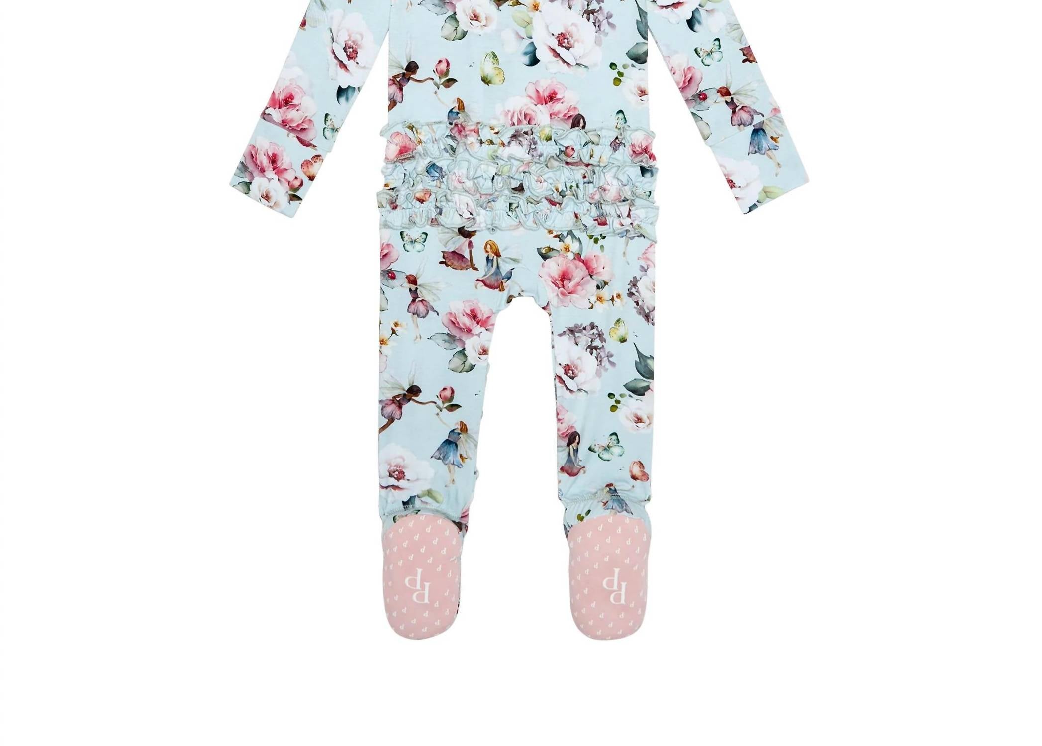 Posh Peanut - Baby Girls Ruffled Zippered Footie