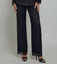 Akalia - Maison Jacquard Lace-trim Trousers