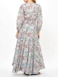 Oliphant - Smocked Waist Crewneck Maxi Dress