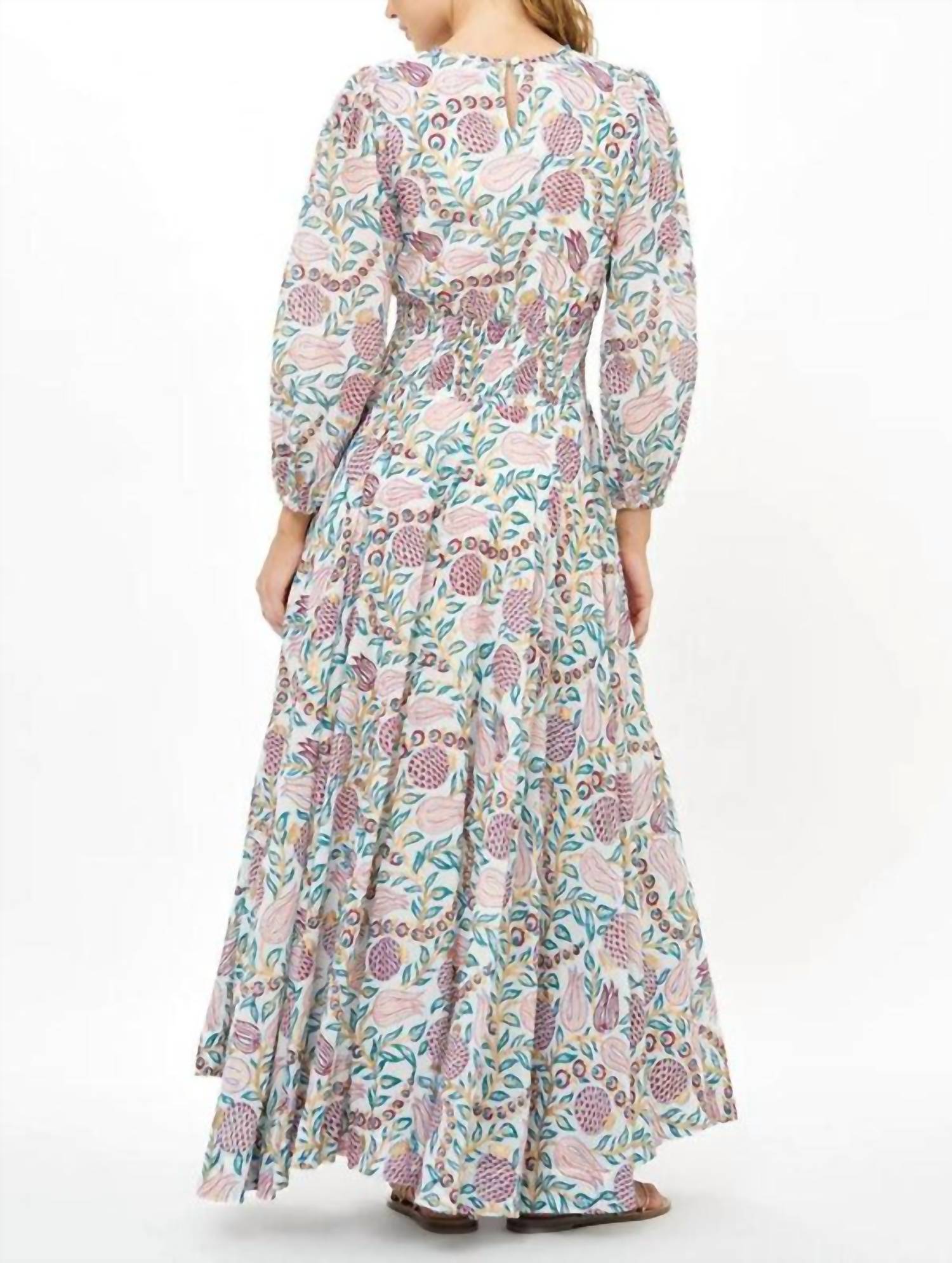 Oliphant - Smocked Waist Crewneck Maxi Dress