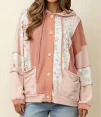 Haptics - Button Waffle Hooded Cardigan