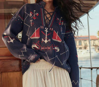 The Great. - The Fisherman Lace Up Sweater