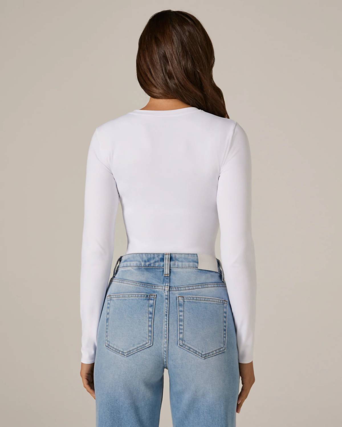 7Diamonds Sleek Long Sleeve Bodysuit in white - women's shirt - detail view