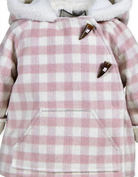 American Widgeon Girl's Plaid Wrap Jacket in pink - kids' shirt - detail view