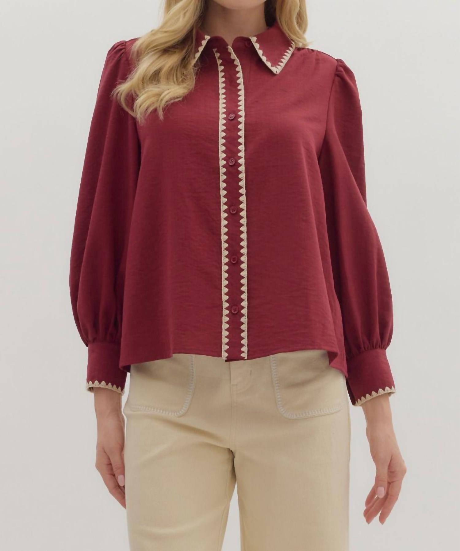 Entro - Long Sleeve Collared Top
