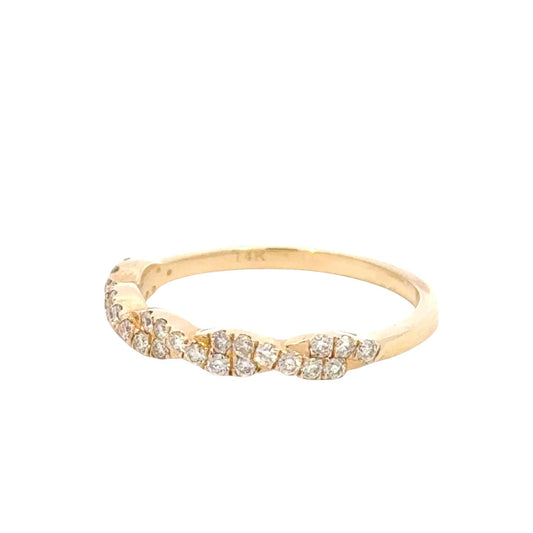 Aamiaa - 0.35 Carat Natural Diamond Cluster Twist Band Ring - Size 6.5