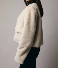 Sunday Edition Cropped Long Sleeve Fur Coat in beige - women's jacket - view 7