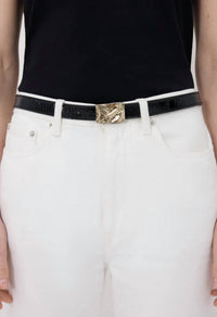 Loulou de Saison Women's Orja Leather Belt in black - women's accessory - alternate view