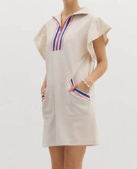 Entro - Half Zip Flutterband Mini Dress
