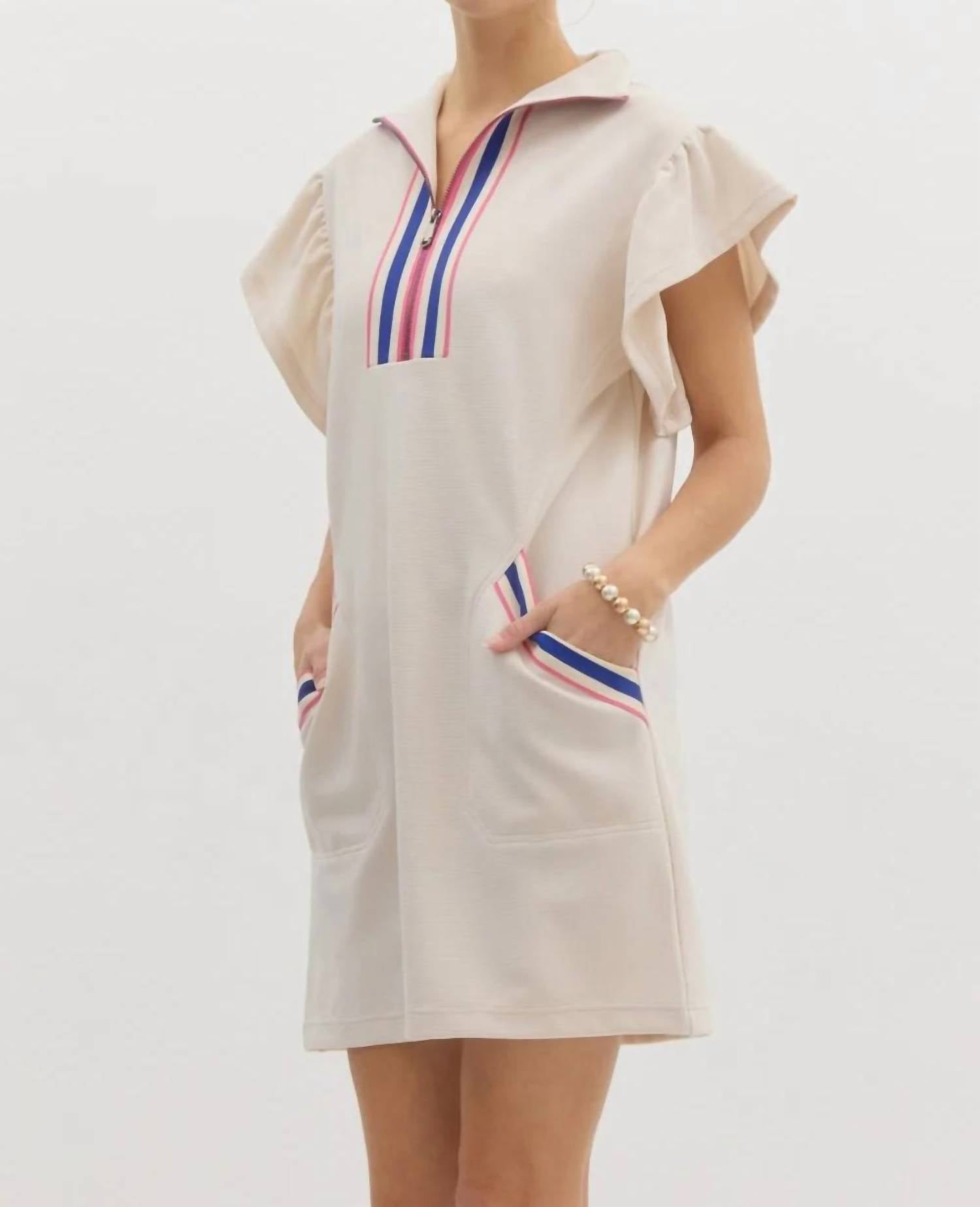 Entro - Half Zip Flutterband Mini Dress