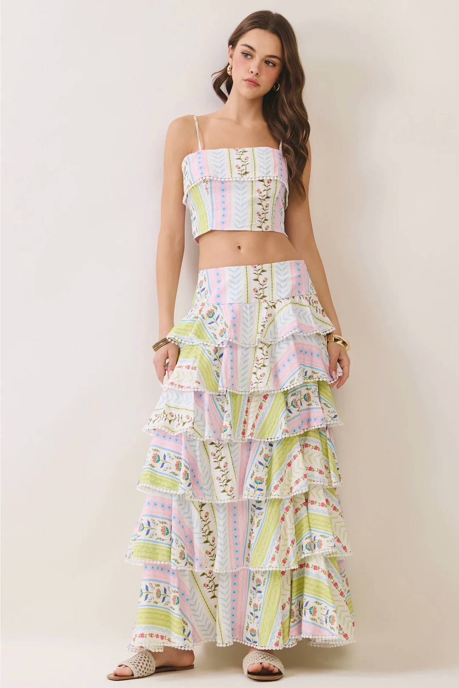 Tcec - Positano Garden Crop Top And Maxi Skirt Set