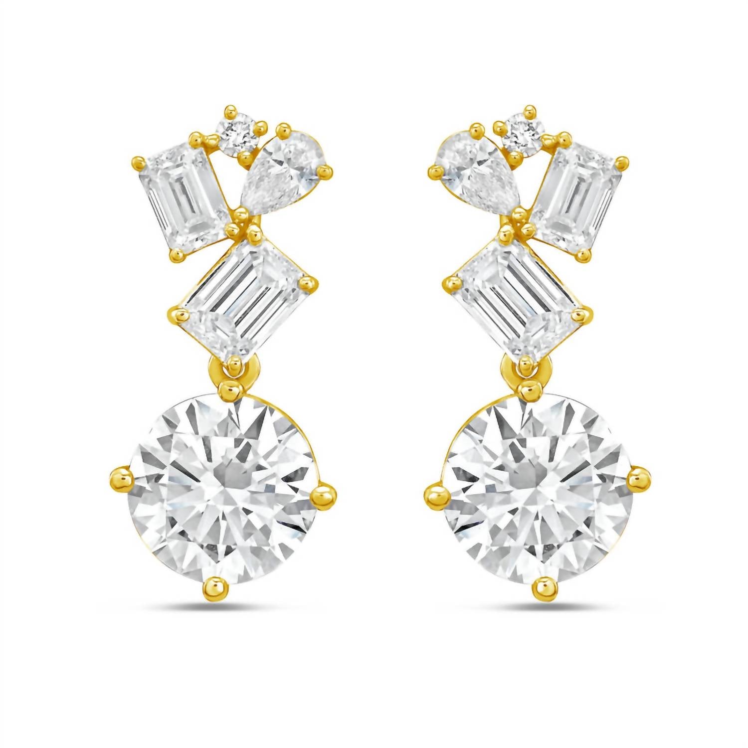 Diana M Jewels - Women's Emerald, Pear & Round Lab-Grown Diamond Stud Earrings (10.00 Ct) - Bold