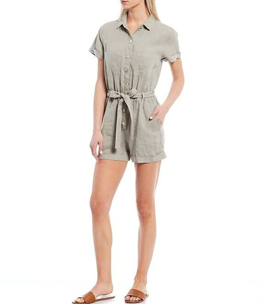 Cloth & Stone - Linen Tie Waist Rolled Hem Romper