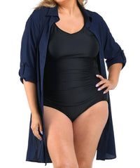 Maxine Of Hollywood - Woven Covers Button Down Tunic - Plus