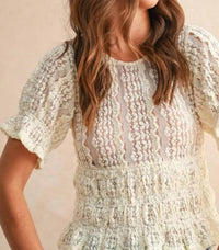 Miou Muse - Tessa Short Sleeve Lace Blouse