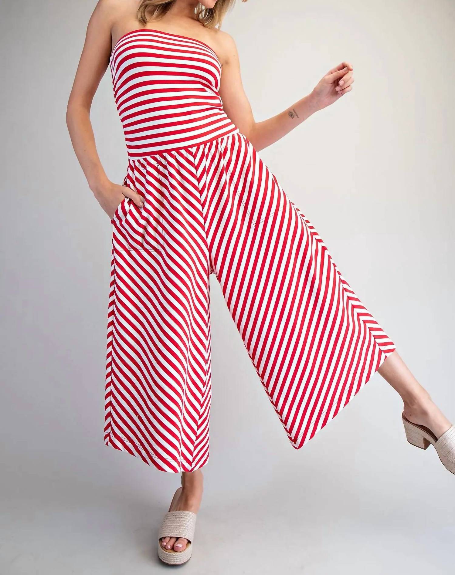 Ee:Some - Katherine Strapless Wide Leg Jumpsuit