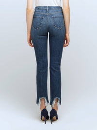 L'Agence Distressed High Rise Skinny Jeans in encina - women's jeans - detail view