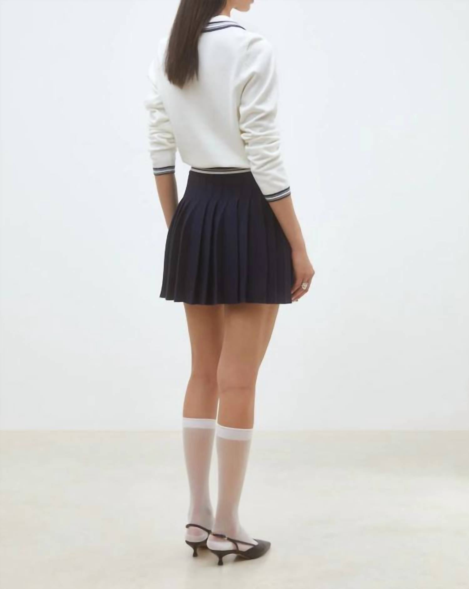 Suncoo - Falda Short Two-tone Pleated Mini Skirt