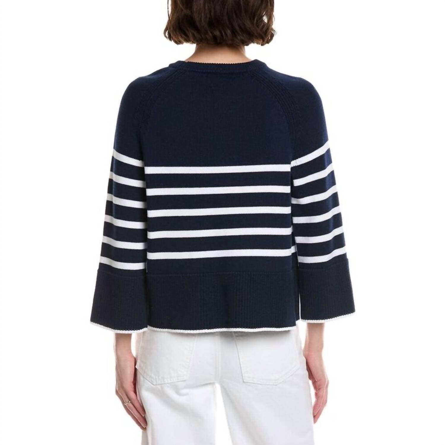 Metric Knits - Placed Striping Raglan Sleeve Crew Pullover