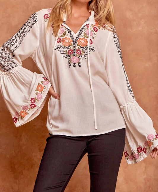 Andree By Unit - Floral Embroidered Blouse